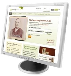 Ancestry.co.uk home page on screen