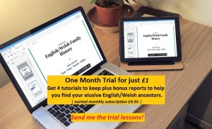 One month trial of the Family History Researcher Academy English/Welsh course