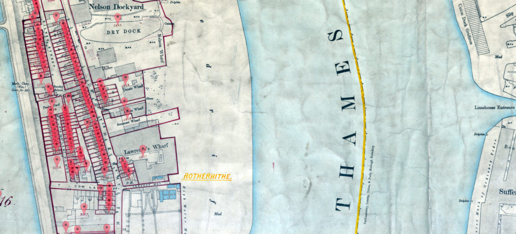 Nelson Dockyard Rotherhithe from Lloyd George Domesday Survey maps from TheGenealogist