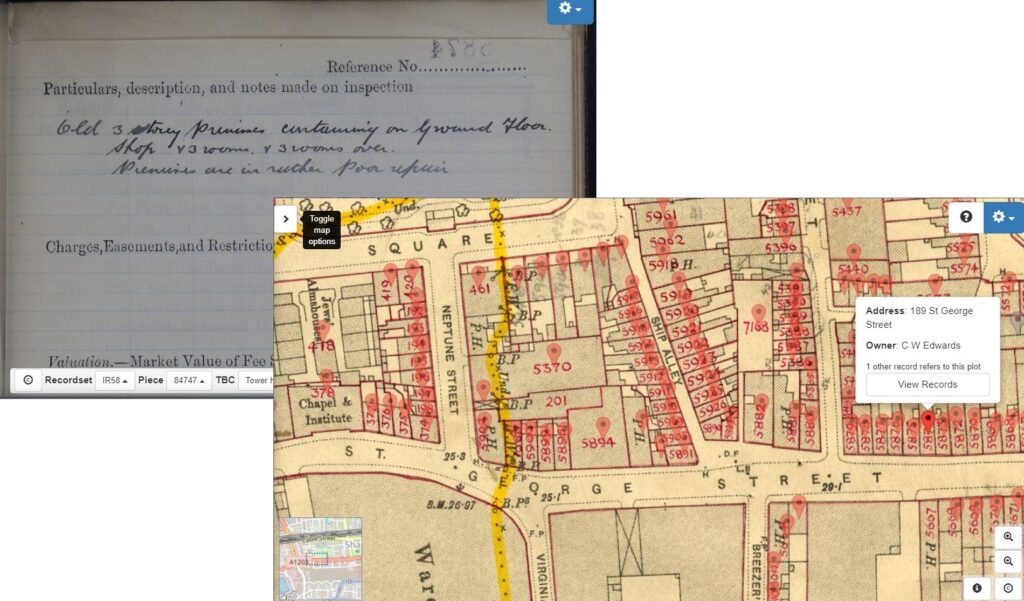 Example of exclusive Lloyd George Domesday Survey locates 189 St George’s Street address of Alex Scott’s ancestor in census used in Who Do You Think You Are? episode