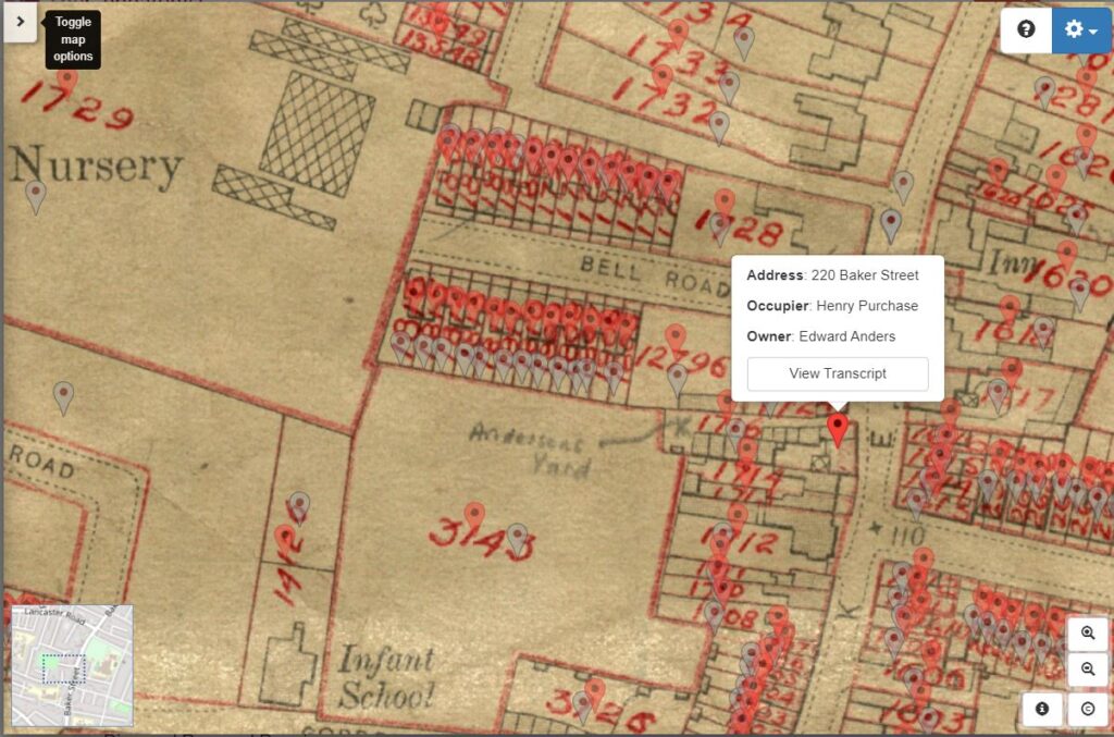 Baker Street, Enfield – Lloyd George Domesday OS map on Map Explorer™