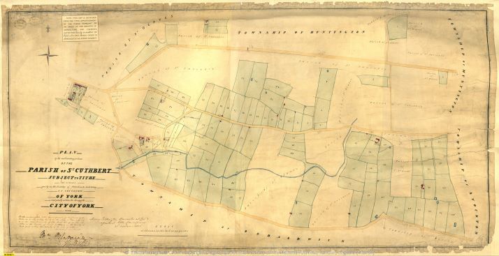 Colour Tithe map of the Parish of St Cuthbert in York