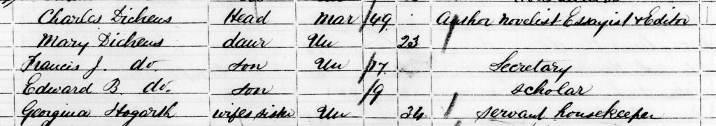 Clearer Images of the 1861 census finds Charles Dickens and family