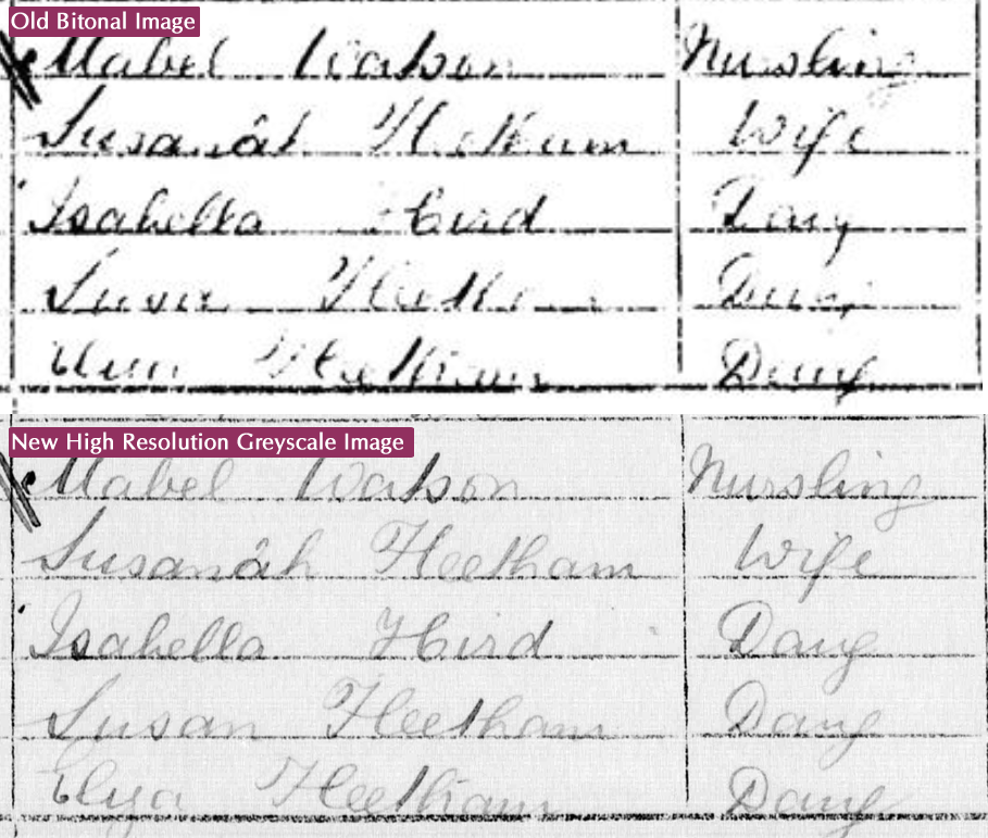 TheGenealogist’s new images can really make a difference - Comparison of Old and New